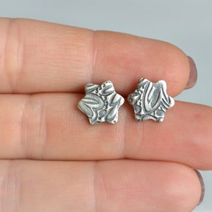 sterling silver stud earrings,sterling silver studs,handmade silver studs,sterling silver earrings,handmade earrings,flower studs image 2