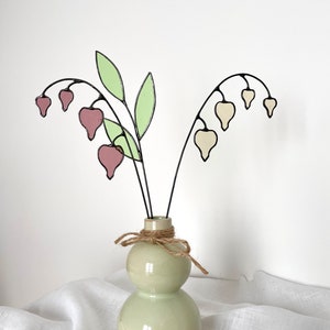 BOUQUET of 3 stems,stained glass bouquet,stained glass flowers,everlasting flowers,everlasting bouquet,bleeding heart bouquet