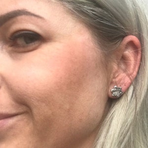 sterling silver stud earrings,sterling silver studs,handmade silver studs,sterling silver earrings,handmade earrings,flower studs image 3