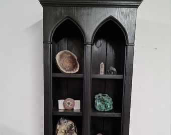 Gothic Black Shelf Unit: Crystal Display, Witchcraft Storage