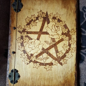 Book of Shadows. Pentagram, Grimoire, Journal, Book of Magic, Spell book, Wooden Book, Handmade Book of Shadows, Handmade, Book, Gift Yule