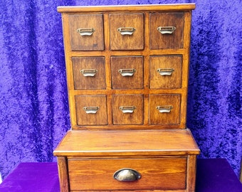 Apothecary cabinet, handmade drawers for herbs, Yule gift, Christmas gift, apothecary drawers, witchcraft supplies, occult supplies, witch