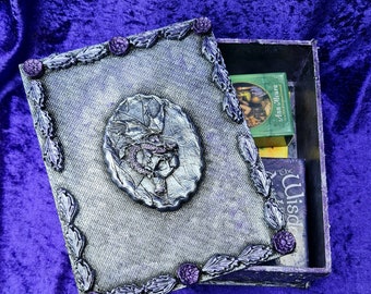 Box for tarot cards, herbs, witchcraft supplies, pens, letters, storage, dragon, skull, occult, gift idea, teenager, fathers day,