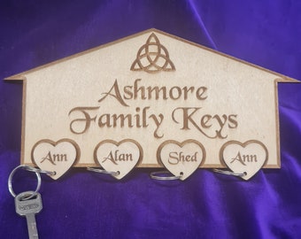 Key ring storage with triquetra, key ring, heart shaped key holder, handfasting gift, new home gift