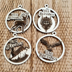 Yule decorations, Yuletide blessings, Yule tree, Christmas tree, Christmas decorations, set of 4 Yule decorations