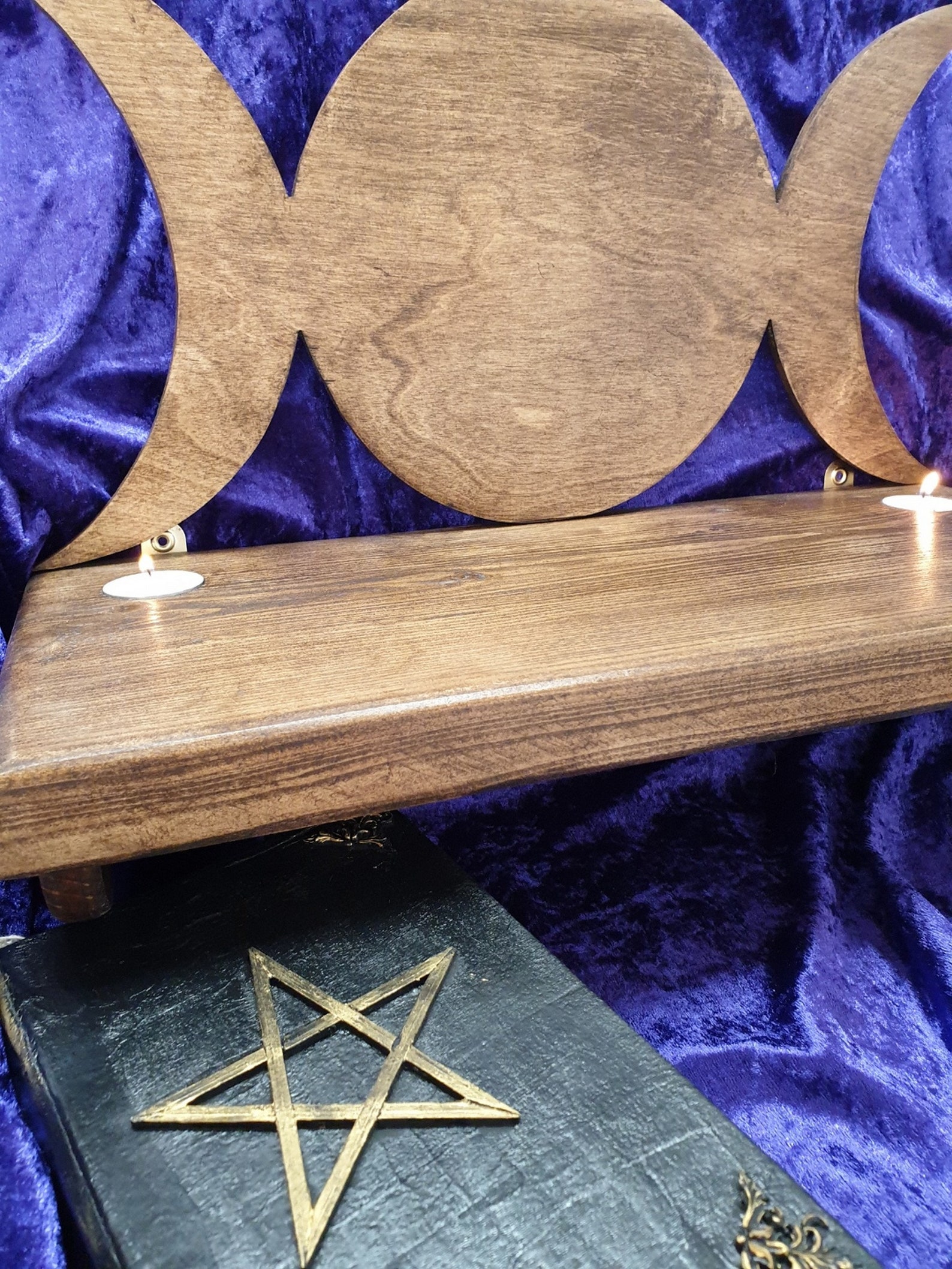 Altar Shelf With Triple Moon Wooden Altar Shelf Handmade Etsy