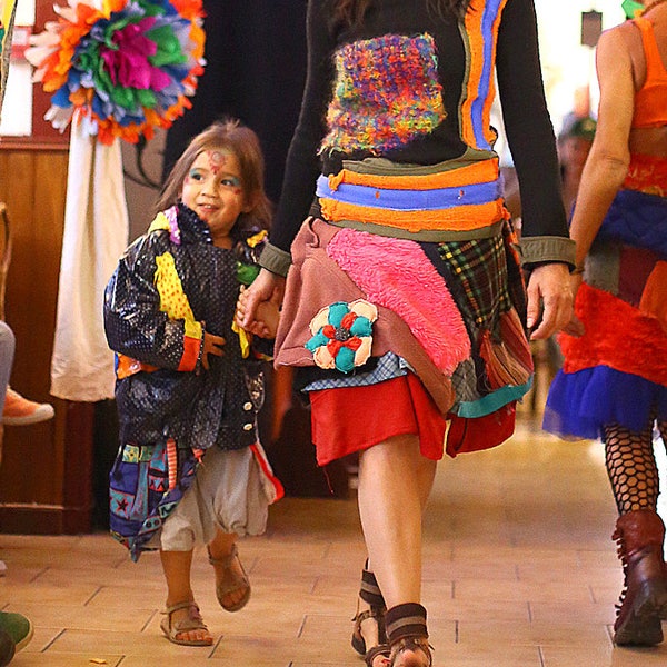 jupe boho chic  ethnique en patchwork multicolore