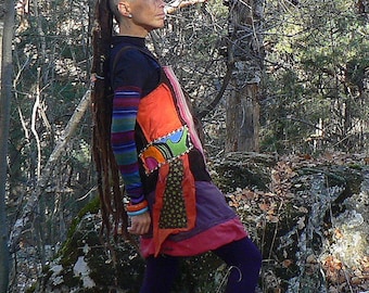 abito boho in velluto e patchwork invernale
