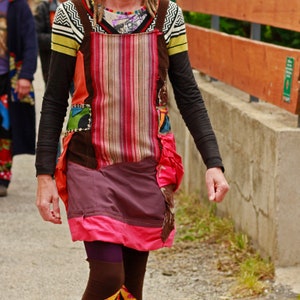 ethnic corduroy winter patchwork dress image 8