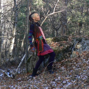 ethnic corduroy winter patchwork dress image 6