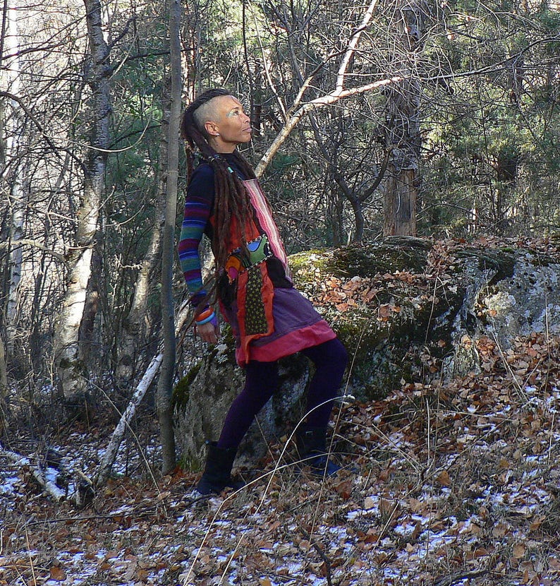 ethnic corduroy winter patchwork dress image 6