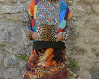 Sweat à capuche en patchwork ethnique