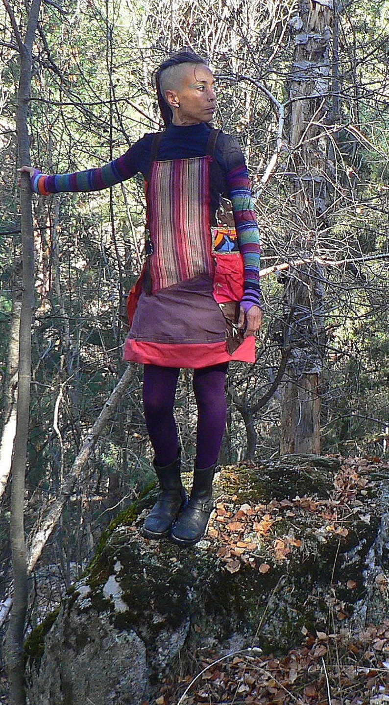 ethnic corduroy winter patchwork dress image 2