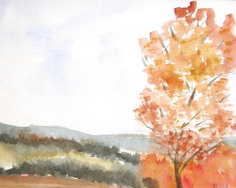 1980s Signed M Cull Tuscan Landscape Vintage Art OOAK Painting Vintage Watercolor Painting Vintage Landscape Painting