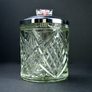 Glass Trinket Box Vintage Dressing Table Powder Puff Vintage Vanity Vintage Grooming Glass Trinket Dish Bonbon dish Vintage Home Decor