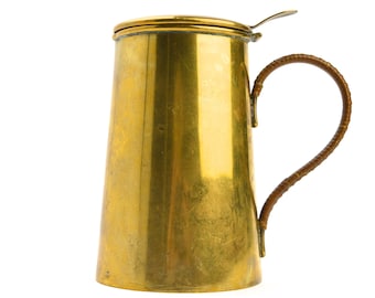 1940s Brass Jug Vintage Water Pitcher Vintage Lidded Jug Brass Jug Vintage Farmhouse Vintage Tableware