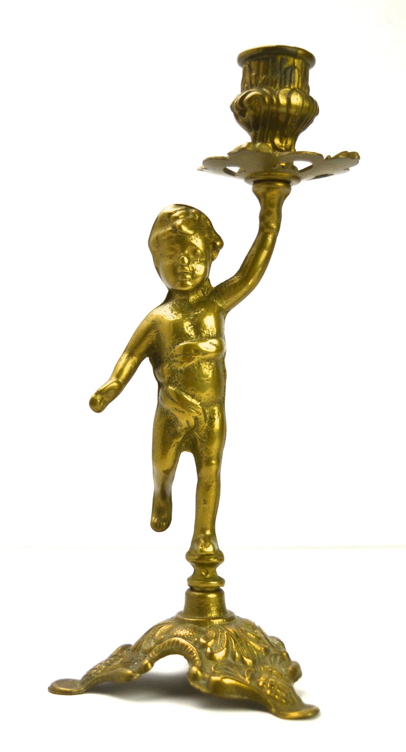Cherub Candlesticks Brass Chambersticks Vintage Candle Holders Etsy UK