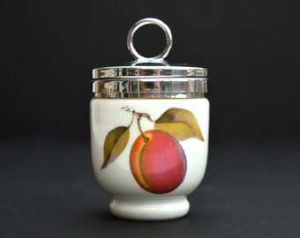 1960s Royal Worcester Porcelain Egg Coddler with a stunning Fruit design Vintage Cookware