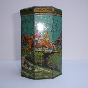 Vintage Grand National Lyons Tea Tin Vintage Tea Tin Grand National Tin Vintage Game Spinning Top on Lid The Grand National Drink image 1