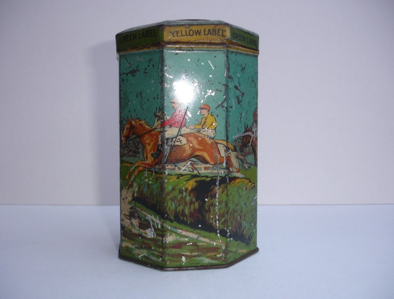 Vintage Grand National Lyons Tea Tin Vintage Tea Tin Grand National Tin Vintage Game Spinning Top on Lid The Grand National Drink image 1