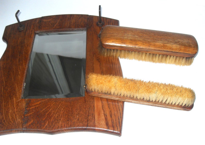 1940s Hanging Wooden Clothes Brush Set Mirror Real Bristles Etsy