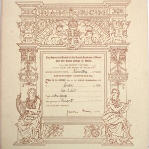 1900er Jahre Zertifikat Schule Prüfungen elementare Division Ida E Scott Schüler Frau S A Young Pianoforte Royal Academy Musik Royal College Music