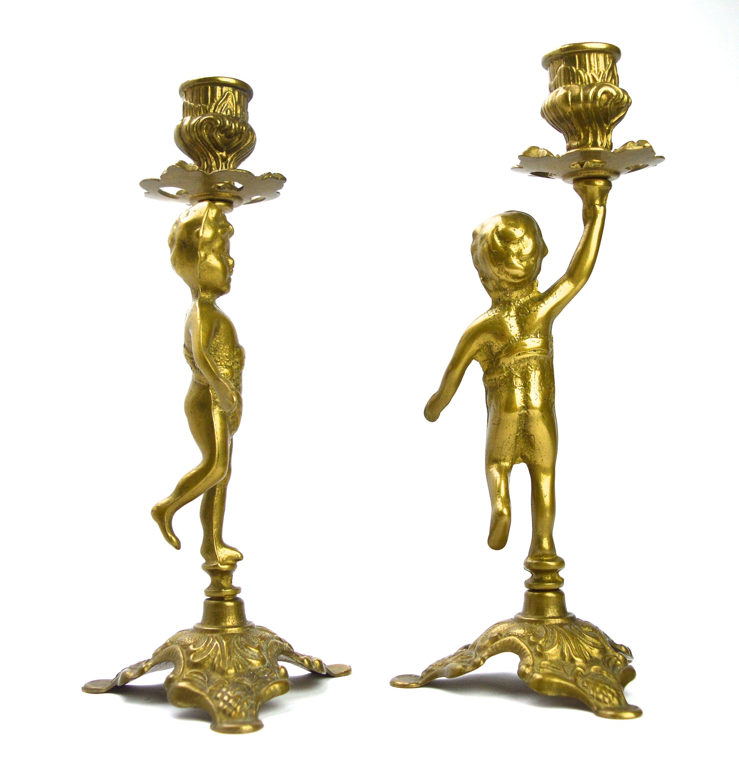 Cherub Candlesticks Brass Chambersticks Vintage Candle Holders Etsy UK