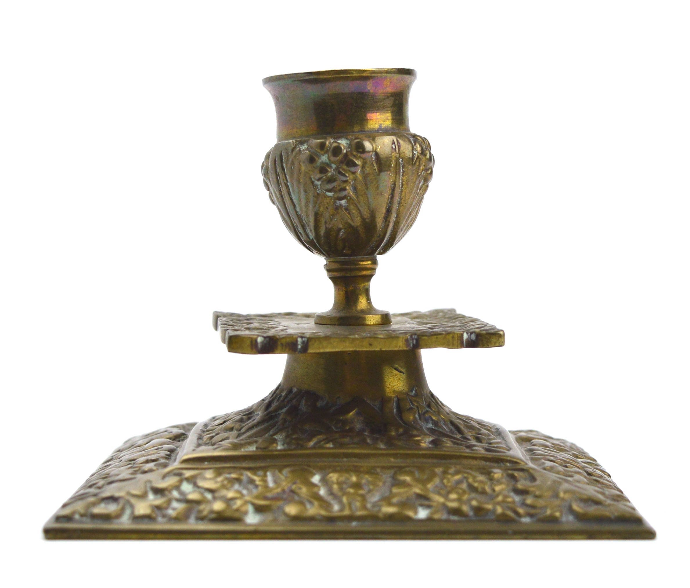 Brass Vintage Candle Holder Vintage Square Brass Candlestick Etsy