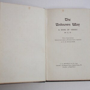 1912 The Unknown Way Book of Verses G M published by A W Mowbray in 1912 1st Edition