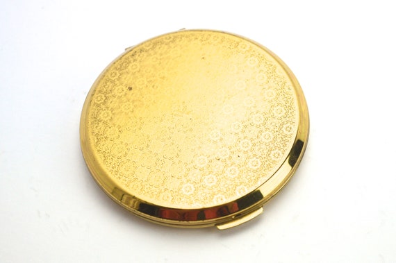 1970s Compact Brass Compact Vintage Vanity Vintag… - image 2
