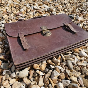 Porte-documents en cuir marron vintage Porte-documents vintage classeur vintage étui à rabat