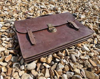 Brown Leather Briefcase Vintage Briefcase Vintage File Folder Vintage Folio Case