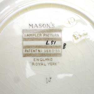 1930 Masons ironstone sampler wzór królewski krzyż ozdobny płyta płyta starodawny szablon wystrój zdjęcie 5