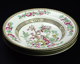 4 Bowls Bridgwood Ye Olde Indian Tree Bowl Rim Soup Bowl Art Deco China Vintage Tableware