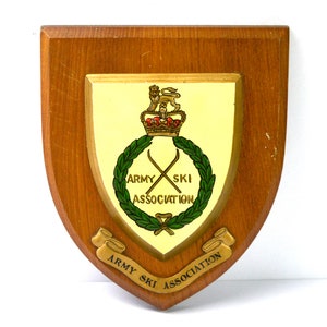 Vintage Plaque Army Ski Association Army Winter Sports Association AWSA Wooden Plaque Military Plaque