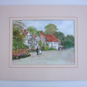 1980年代のヴィンテージアート OOAK 絵画 ヴィンテージ油絵 ヴィンテージ風景画 村の風景画