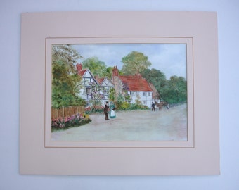 1980s Vintage Art OOAK Painting Vintage Oil Painting Vintage Landscape Painting Village Scene Painting