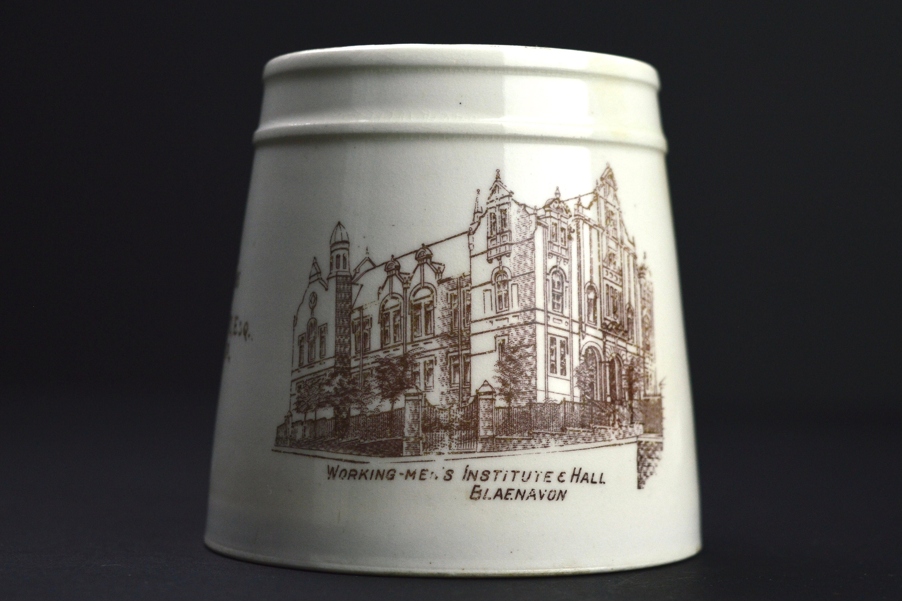 Image of 1912 Edwardian Mug Working Mens Institute & Hall Blaenavon China Souvenir Vintage