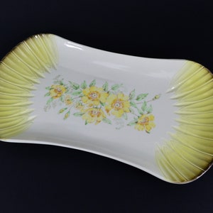 Branksome China Yellow Plate, Vintage Plate, Vintage Yellow Platter, Vintage Floral Plate