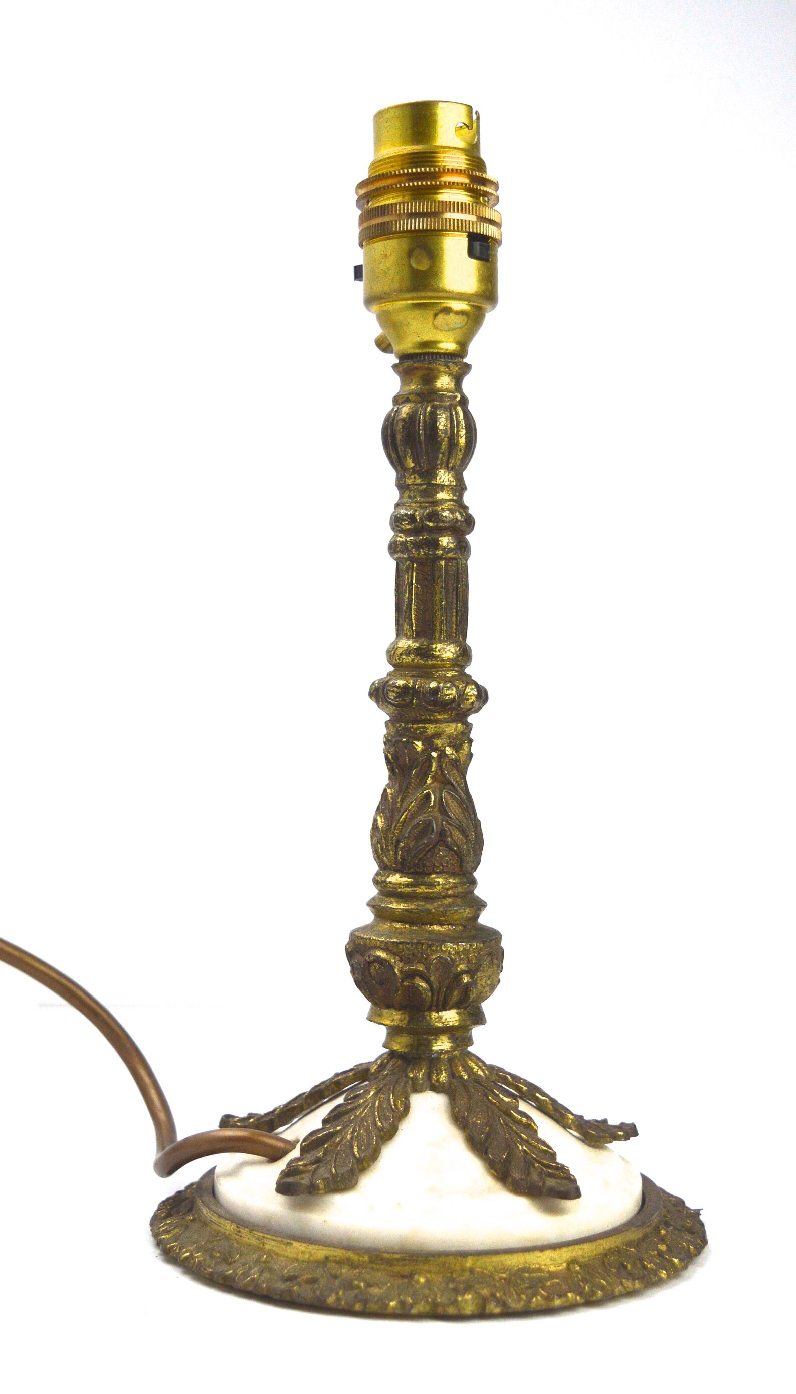 1950s Brass and Marble Lamp Stand Vintage Lamp Base Vintage Alabaster