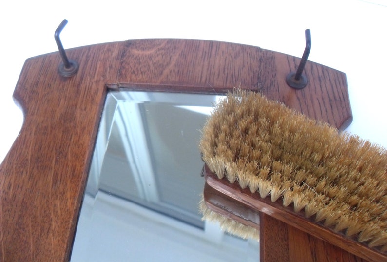 1940s Hanging Wooden Clothes Brush Set Mirror Real Bristles Etsy