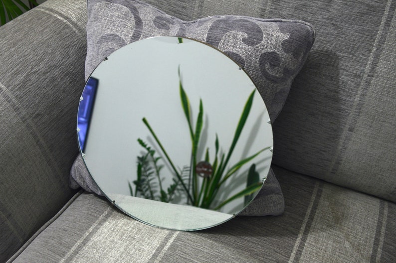 1940s Art Deco Round Wall Mirror Vintage Mirror With Bevelled Etsy