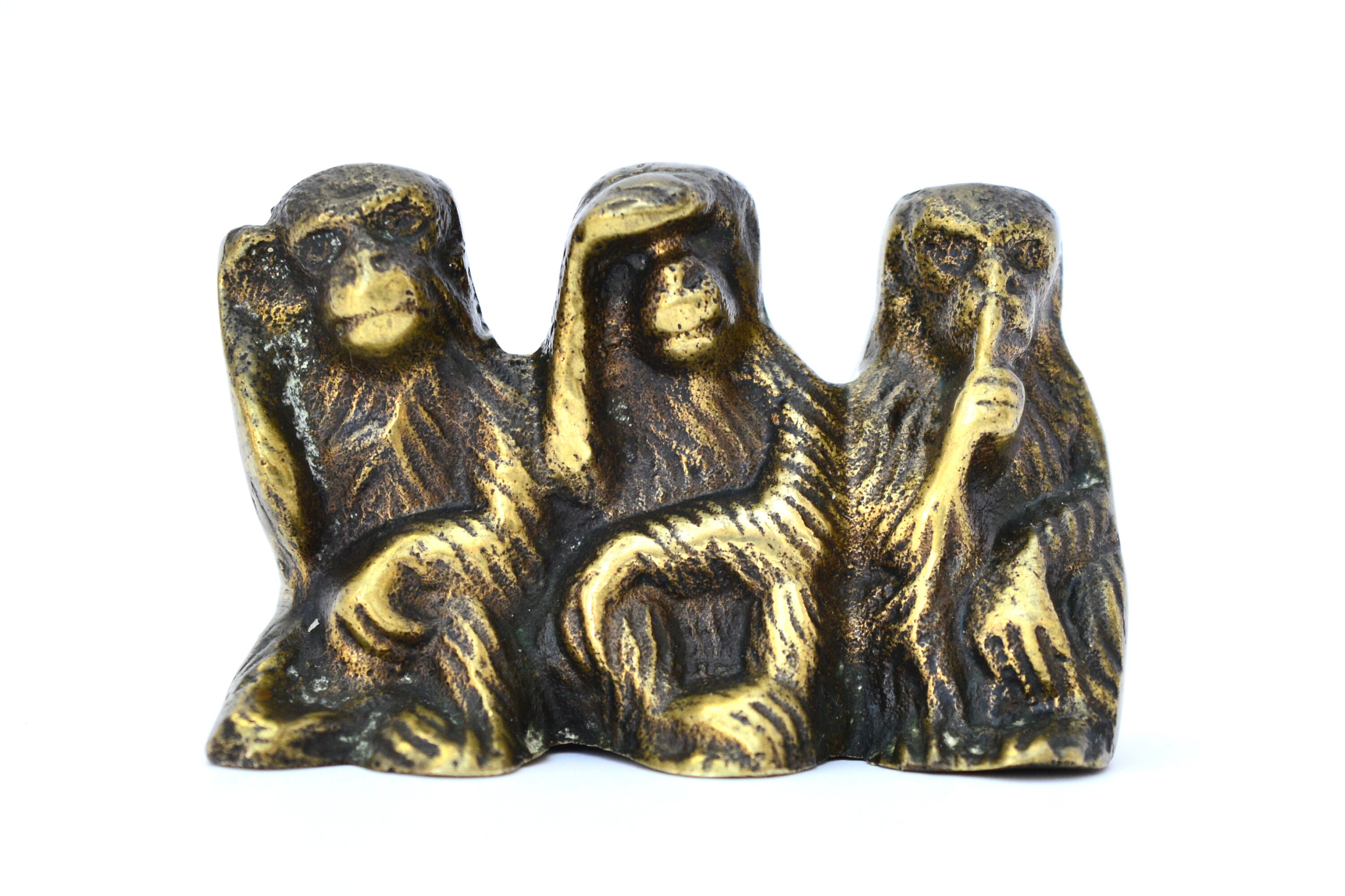 Three wise monkeys brass ornament Clearance