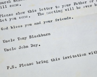 Vintage Ephemera Vintage Letter Tío Tony Blackburn Tío John Day Iglesia Bautista Kingsbridge Historia local