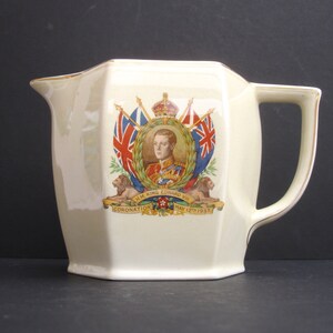 1930s Nelson Ware Elijah Cotton BCM Hexagonal Medium Jug Coronation King Edward VIII Plate Commemorative Jug Souvenir Water Pitcher