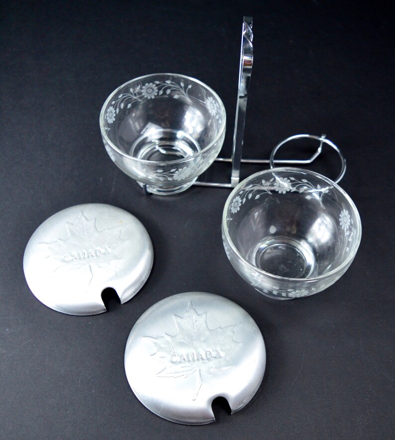 Vintage Glass Condiment Dishes Canada Indian Pickle Set Jam Etsy