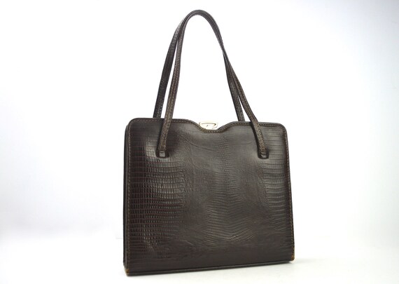 Kelly Handbag 1950s Brown Leather Handbag Vintage