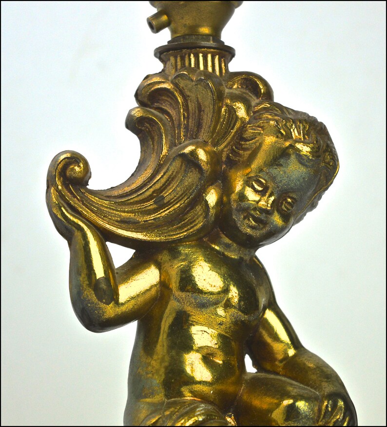 1960s Cherub Brass Cherub Lamp Stand Vintage Lamp Base Vintage Lighting
