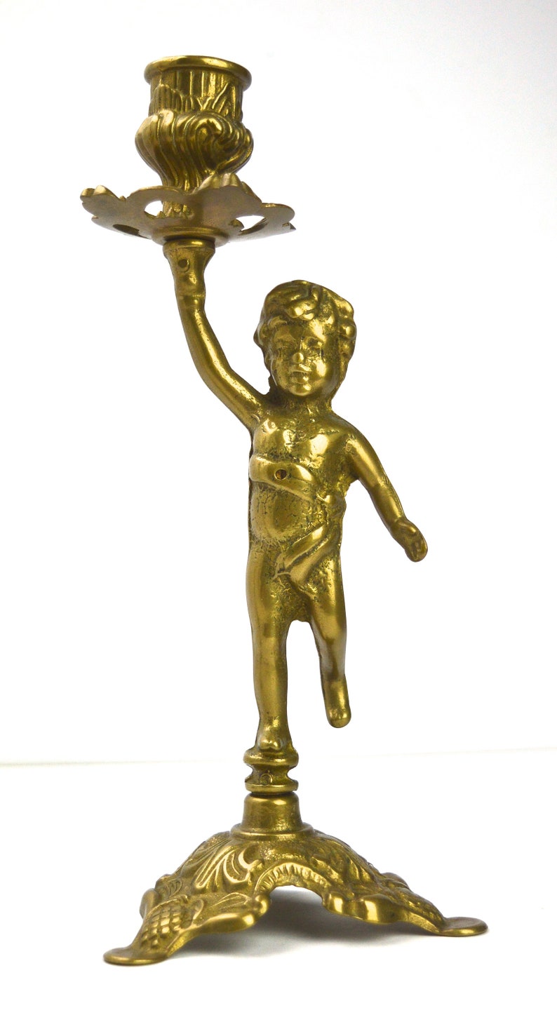 Cherub Candlesticks Brass Chambersticks Vintage Candle Holders Etsy UK