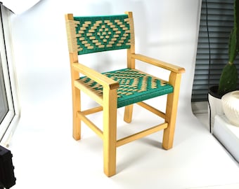 Vintage Green Woven Chair, Vintage Child's Chair, Childs Green Chair, Vintage Chair